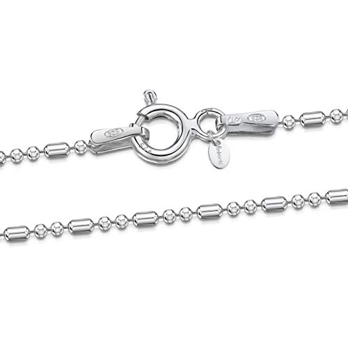 Amberta® Joyería - Collar - Fina Plata De Ley 925 - Diamante Corte - Cadena de Bola - 1.2 mm - 40 45 50 55 60 70 cm (70cm)