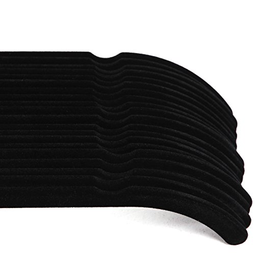 Songmics 20 Stück Samt Kleiderbügel mit rutschfeste Oberfläche dünn, für Kleid/Damen/Strap Tops, Schwarz CRF20L - 5