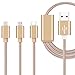Produktbild Aventus (Gold) Hochwertige 3 in 1 Daten / Ladekabel Nylon geflochten Mehrere USB mit Blitzanschluss / Reversible Typ C / Micro USB-Anschluss für ZTE Blade V7 Max