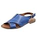 Produktbild Yvelands Damen Sommer Sandalen Retro Buckle-Strap Sandalen Flache Unterseite römische Schuhe(Blau,40)