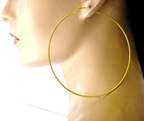 Lapeach Fashions Latest Large Classic Plain Hoop Earing Fashionable Eye Catching Hoop Earing (Gold)