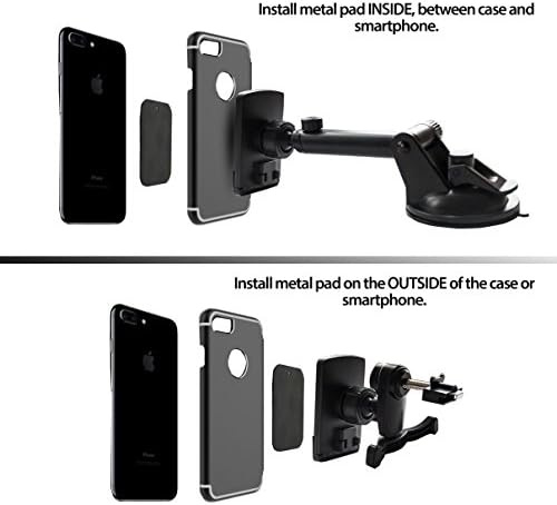 Widras Professional Car Mount Magnetic Phone Holder, 2in1 Windshield and Air Vent cradle for mobile device iPhone 7 7+ / 6s / 6+ / Galaxy S7 / Edge / S6 /Note 5 /Nexus 6, GPS. Compatible with trucks