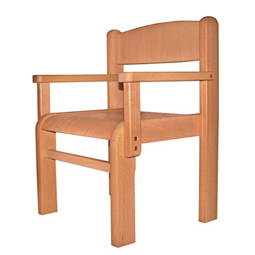 Children's Furniture Solid Beech Wood One Children's Chair with Armrest Natural Varnish