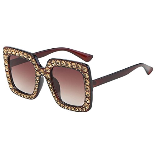 Covermason Classic Frauen Sonnenbrillen Groß Platz Strass Sunglasses Brillen (A)