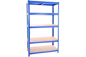 Panana Étagère de Rangement à 5 Niveaux, Rayonnage Metallique, Capacité 875 KG, Planches Réglables, Style Industriel pour Garage Atelier Cuisine Salon (Bleu, 30 x 70 x 150 cm)