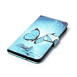 LG Nexus X5 Schutzhülle,LG Nexus X5 Lederhülle,JAWSEU Elegant Schmetterling Blume Retro/Vintage Design Farbmalerei Bunt Gemalt PU Leder Folio Flip Wallet Hülle Etui im Bookstyle Brieftasche Handyhülle Case Cover mit [Ständerfunktion] und [Kartenfächer] für LG Google Nexus X5 &1xSchwarz Glitzer Bling Eingabestift- - 5