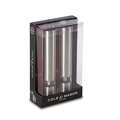 Cole & Mason CH3057480 Chiswick Coffret Moulin à Poivre/Sel Électrique Mini Inox Acier 175 mm