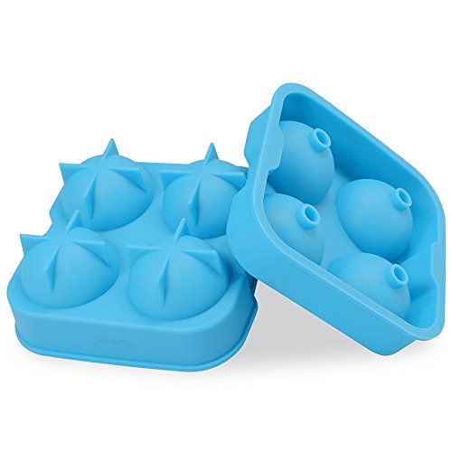 Fenrad® Silikon Eis-Maker Ice Ball Mold mit 4 X 4.5cm Durchmesser Eiswürfelform Eisform Eiskugel Eiskugelformer für Whiskey, Cocktail, Saft, Soda, Alkohol – Blau - 3