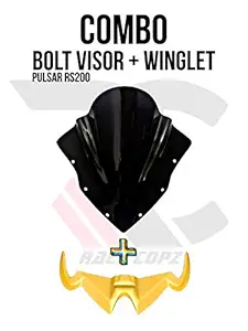 RACE COPZ Combo Offer Bajaj Pulsar RS 200 Bolt DB Visor+Pulsar RS 200 Winglet Yellow