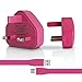 Price comparison product image Samsung Galaxy J3 (2016) Charging Adaptor with Cable - Fully CE and RoHS Approved Excellent Quality Mobile Phone Charging 3 Pin UK Plug Power Adaptor with Anti Tangle Micro USB Data Sync/ Charging Cable ( Pink ) By LOLO®