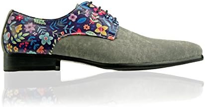 Flowers 40 | Formal Dress Shoes for Men Wedding Oxford Mens Derby Unique Lace-ups Colorful Designer Brogues