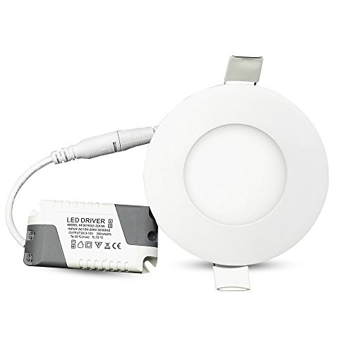 [10 Piezas] MYHOO 10X3W LED luz de techo de Alta calidad, Diseño de Panel LED Foco empotrable Lámpara de techo Aplique de pared redondo (3W Blanco Cálido)