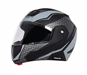 Vega Crux ABS Shell Flip Up Clear Vision Helmet, 57-59.5cm (Black and Grey)