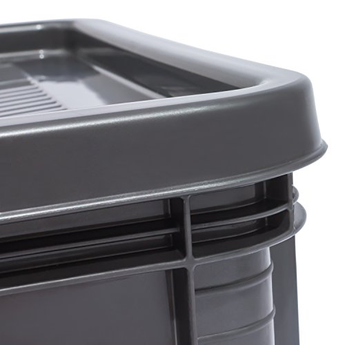 64 Liter Lagerkiste Euro Box Stapelbox Transportbox mit Deckel geschlossene Obstbox Gewerbekiste Lager - 6