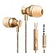 Produktbild 3,5 mm verkabelt Kopfhörer mit Mikrofon, mamum 3,5 mm In-Ohr Stereo Kopfhörer Headset Super Bass Musik Metall Kopfhörer in-Ear Einheitsgröße gold