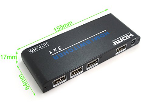 WINGONEER 3×1 HDMI Switch / Verteiler / Rangierlok UHD 4K HDMI 2.0 HDCP 2.2 3D 1080P DVI1.0 Full HD 3 In 1 Out mit Fernbedienung - 4