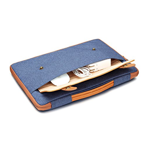 DOMISO 14 Zoll Aktentasche Stil Laptophülle Tragetasche Tragetasche Abdeckung Mit Griff Laptop Sleeve Notebook Cover , Blau - 5