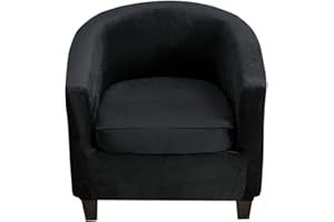 C/N Meigeh Fundas para Sillas Chesterfield Fundas para Sillas de Club Tullsta Elásticas de 2 Piezas Fundas de Terciopelo para Sofá 1 Plaza Negro