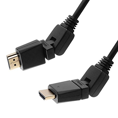 "BestPlug" 1 Meter Universal High Quality HDMI Kabel mit Internet / HDMI beweglicher flexibler drehbarer Gelenk-Stecker auf HDMI beweglichen flexiblen drehbaren Gelenk-Stecker vergoldet / High Speed / geeignet für 3D HD FullHD UHD (40962160) / Schwarz