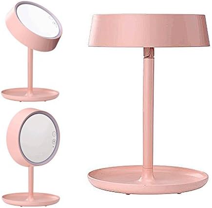 (Nijiadipai) Makeup Mirror Lighted Lamp LED Vanity Travel Portable Cordless Rechargeable Battery Powered Round Natural Light Touch Screen Desk With Storage 180 Adjustable