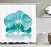 Produktbild Aqua Shower Curtain, Blue Phalaenopsis Orchid Floral Design Serene Natural Beauty in The World Botanical, Fabric Bathroom Decor Set with Hooks, 60 x 72 Inches, Aqua White