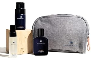 GRAHAM HILL Premium Stubble Grooming Kit, Beard Balm, Beard Oil & Beard Wash Powder - Travel-Ready Gift Set for Men, Ultimate Beard Care Essentials