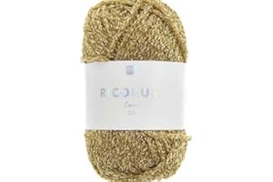 RICO DESIGN Coton RICORUMI LAMÉ pour Amigurumi, mini pelote 10g L02 Doré