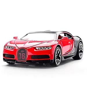 Shopvy Alloy Sports Car Model with Light and Sound Pull Back Toy for Children Boys (Bugatti Chiron Metal car)