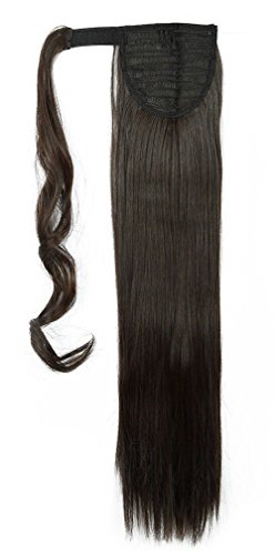 S-noilite® 23" Clip in hair extensions Wrap Around Ponytail Long Straight Hairpiece (23 inches, Dark Brown)