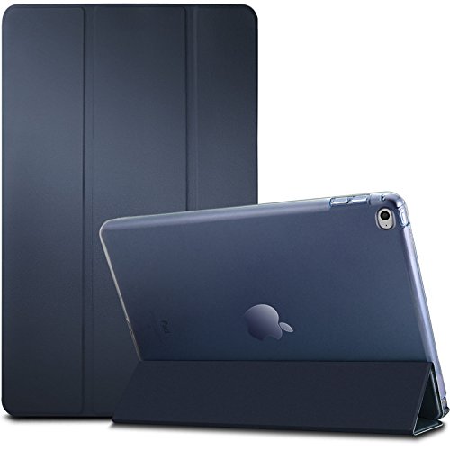 iPad Mini 4 Hülle, Infiland Ultra Dünn Tri-Fold Smart-Muschel PU Leder Ultra Schlank Superleicht Ständer Smart Shell Cover Schutzhülle Etui Tasche für iPad mini 4 (mit Auto Schlaf / Wach Funktion)(Transparent Dunkleblau)