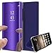 Produktbild Jinghuash Hülle Kompatibel mit Samsung Galaxy S10 Plus Spiegel Handyhülle PU Leder Hülle Flip Case Transparent Clear View PC Bumper Standfunktion und Magnetverschluß Lederhülle Schutzhülle,Lila