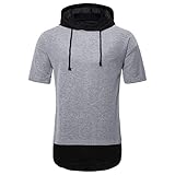 Yvelands Herren T-Shirt WesteReine Farbe der Männer Hoodie gestreiftes Spleiß-beiläufiges Sport Revers Kurzarm-Shirt Tank Tops