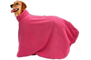 PETHIY Premium Microfiber Dog Drying Bag - Quickly Removes Water Mud and Dirt - Extra Absorbent Towel Solution with Durable Hook and Loop Neck Strap-Red-M