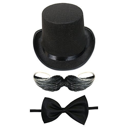 Unisex Steampunk Fancy Dress Costume Set (Top Hat, Bow Tie, Moustache) steampunk buy now online Unisex Steampunk Fancy Dress Costume Set (Top Hat, Bow Tie, Moustache) steampunk buy now online