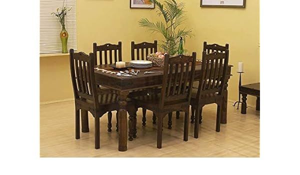 Saraf Furniture Sheesham Wood Jaipur Dining Set With 6 Chairs And