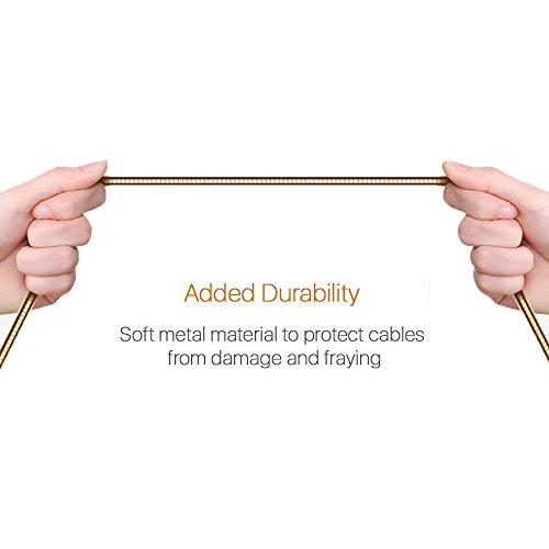 Hunletai C  ble iPhone  1M Lot DE 2  Chargeur iPhone M  tal Cable Lightning vers USB pour iPhone x 8 8 Plus 7 7 Plus SE 6s 6s Plus 6 6 Plus 5c 5s 5  iPad Pro Air Mini -Golden