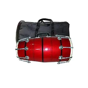 NSR TRADERS Wooden Indian Musical Professional Dholak With Carry Bag Instrument Drum Nuts & Bolt 055