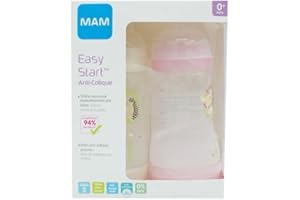 Istruzioni in lingua straniera - Bottiglia anticolica MAM Easy Start con base ventilata, confezione da 2 x 260 ml 2+ mesi Pacifier flow 2, Velocita media, Rosa e bianco