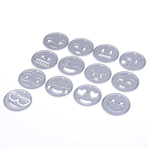Amazingdeal365 13PCS Emoji Metall Form Schablonen Schneiden DIY Dekor Sammelalbum Karten Buchzeichen Lesezeichen als Geschenk für Freunde Geburtstag Kinder,Kindergarten Hobby Schule Handarbeit Unterricht usw. Ein tolles Geschenk! - 2