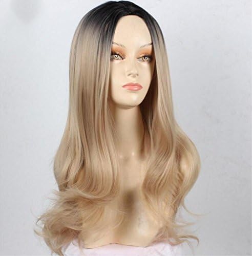 HappyBeauty Long Curly Wigs Ombre Color Natural Heat Resistant Synthetic Hair, Dress Daily Cosplay Wig for Women