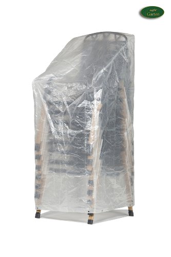 Klassik Schutzhülle für Stapelstühle/Gartenstühle aus PE-Bändchengewebe – transparent – von ‚mehr Garten‘ – Größe XL - 4