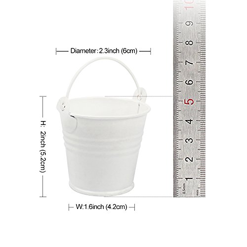 Aytai Set mit 12 kleinen Metall-Eimern, Mini-Eimer für Süßigkeiten, Boxen, für Hochzeitsparty-Geschenke, Souvenirs, Blecheimer, metall, weiß, 6cm/2.4inch（Diameter）, 5.5cm/2.2inch（ Height） - 2