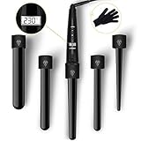 Curling Irons with PTC Ceramic Barrels Professional Curling Tong Curling Wand LCD 80°C-230°C Temperature Control (Black) ELEHOT