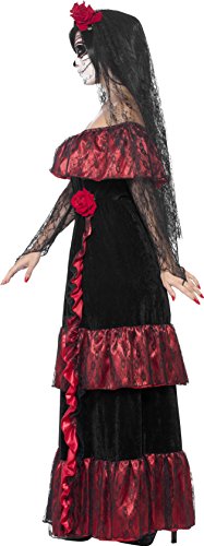Smiffys Adult Women's Day of the Dead Bride Costume, Dress and Rose Veil, Day of the Dead, Halloween, Size: L, 43739