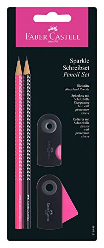 Faber-Castell 218496 - Bleistiftset GRIP SPARKLE, 4-teilig, pink