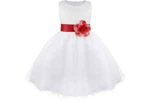Freebily Vestito da Principessa Bambina Abiti da Damigella Ragazza Abito da Sera Lungo Vestito da Cerimonia Elegante Senza Maniche Gonna Lunga Tulle Festa di Compleanno