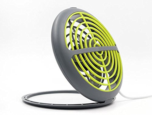 Asvert Mini USB Ventilator angetriebener Miniventilator beweglicher stummer Schreibtisch ruhiger kleiner Tabellen Ventilator für Tischplatten Tisch Spielraum, Grau und Grün - 2
