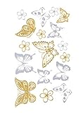 Flash Tattoo Metallic Temporary Einmal Tattoo Klebe Gold Schmetterling Butterfly Blume Blüte Henna gold-silber