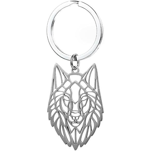 VASSAGO Stainless Steel Animal Keychain | Hollow Out Wolf, Bear, Lion Design Key Ring For Backpack & Purse - View #3