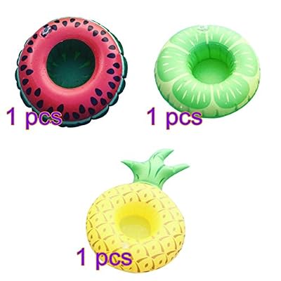 Lommer 3 Pcs gonflable en forme de fruits Porte-gobelet, Lommer d'été flottant Boisson Peut Base piscine jouet – Pastèque + Citron + Ananas